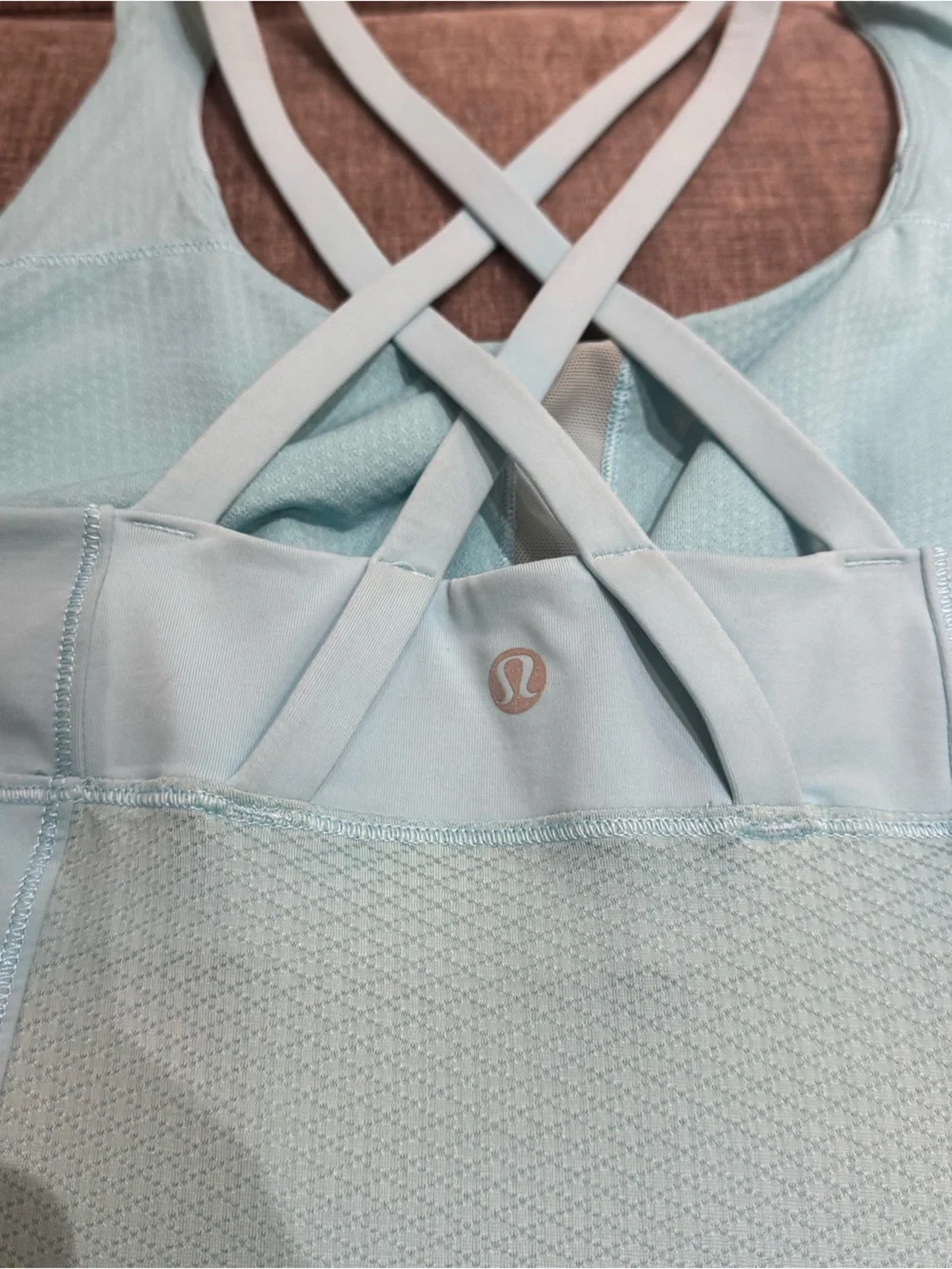 Lululemon Blue Strappy Crossback Built In Bra Long Tank Tunic Top Size 6